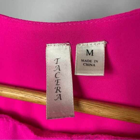 Tacera Hot Pink Blouse Sleeveless Top Medium Exposed Gold Zipper - Picture 4 of 5